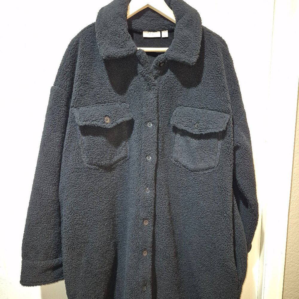 Style & Co. Women's Black Fleece Button Down Winter Jacket - Size XXL - EUC